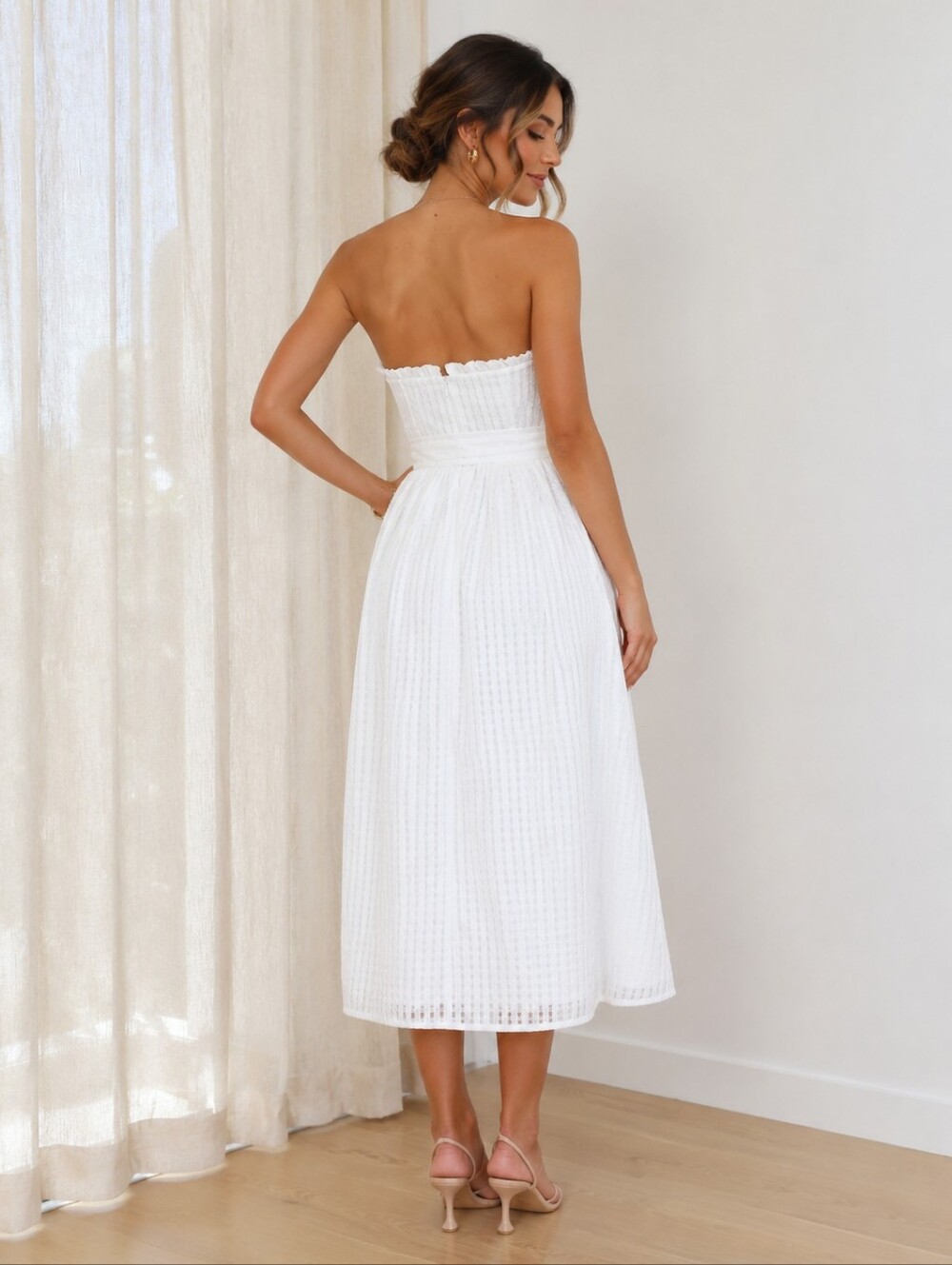 Hello Molly Winery Tour White Strapless Front Slit Midi Dress Size XS 2 - Picture 3 of 16